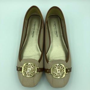 Christian Siriano slip-ons flats SCHOOL 8 tan gold